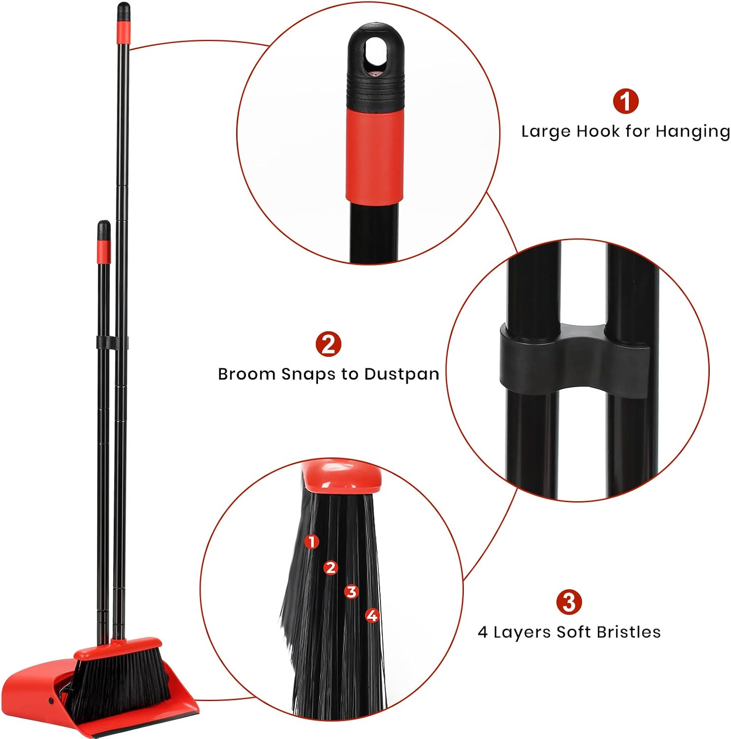 Broom and Dustpan Set, 52 inch Broom and Dust Pan Combo for Home - view 7