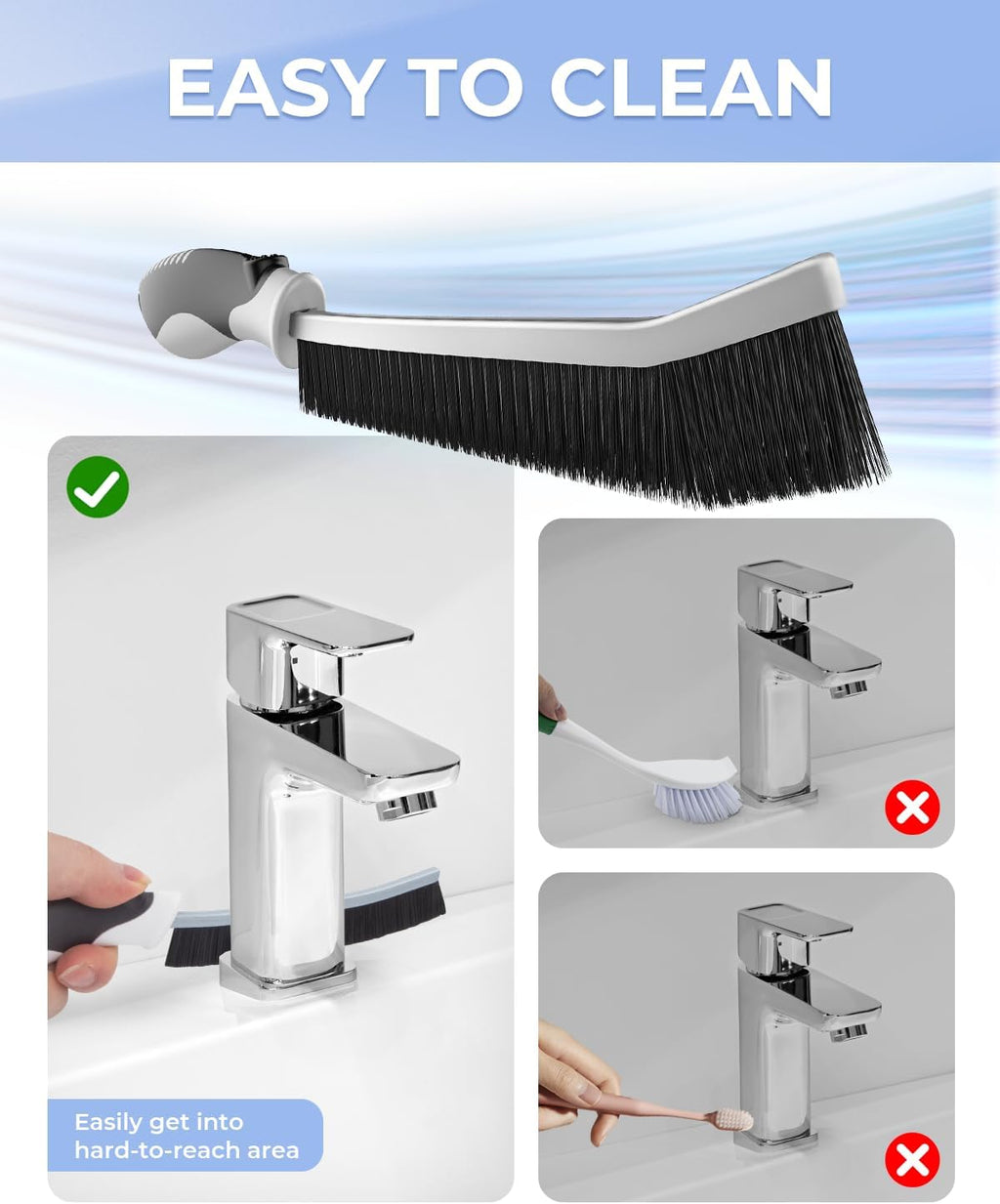 Crevice cleaning brushes, scrub brushes for hard to reach space, home essentials, cleaning supplies, cleaning tools for household use, bathroom, shower, kitchen, toilet, window (3, black) - view 5