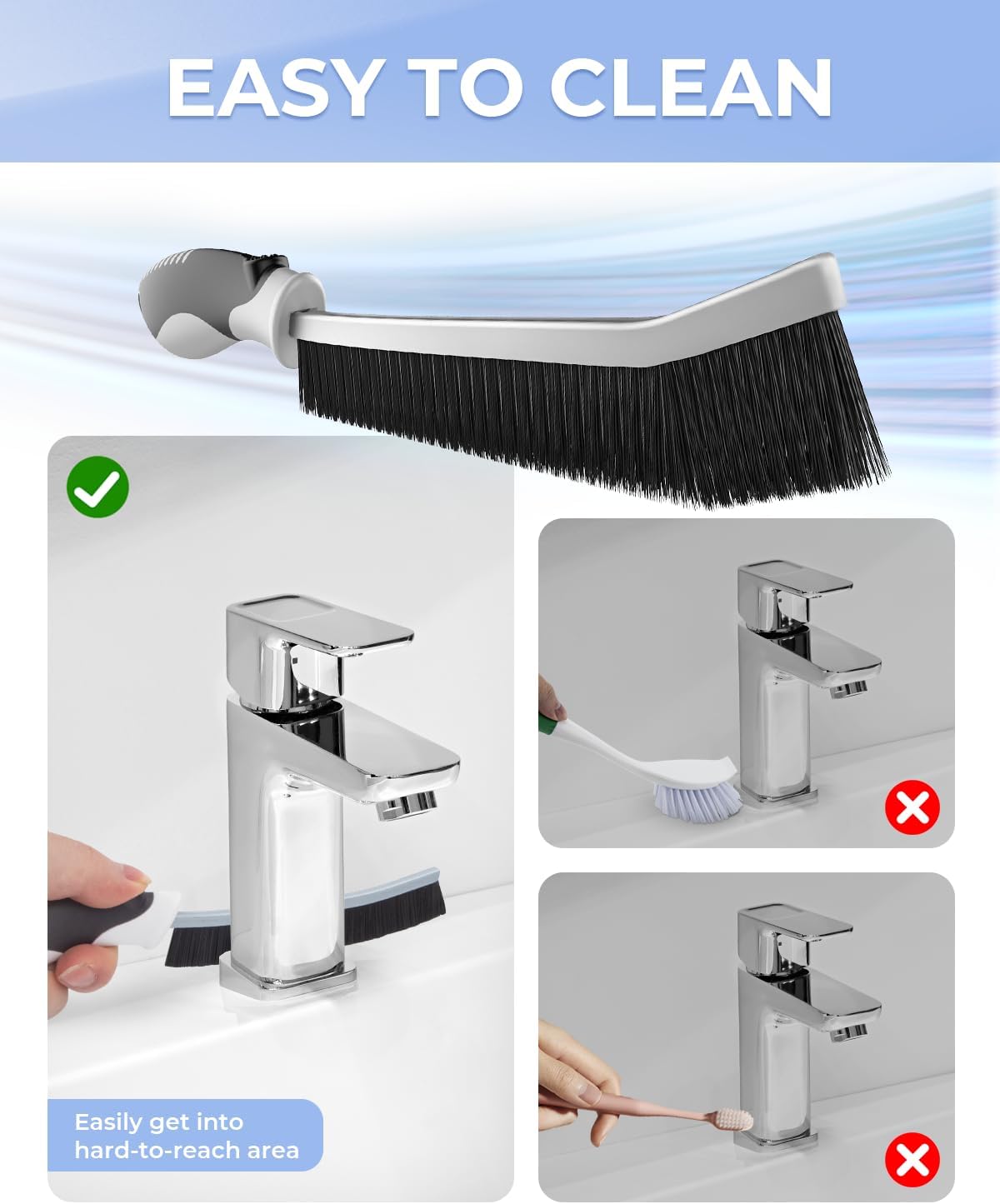 Crevice cleaning brushes, scrub brushes for hard to reach space, home essentials, cleaning supplies, cleaning tools for household use, bathroom, shower, kitchen, toilet, window (3, black) - view 5