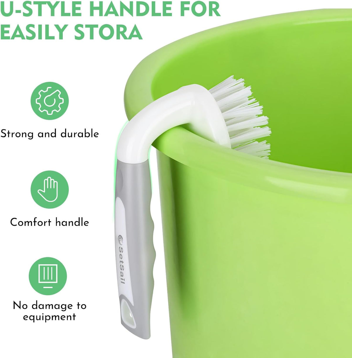Scrub Brush, Heavy-Duty Scrub Brushes for Cleaning with Stiff Bristles Cleaning Brush for Shower, Bathroom, Carpet, Kitchen and Bathtub Scrubber - 2 Pack | Durable Bristles Ergonomic Non-Slip Tpr Grip. U-Style Hanging Loop for Storage. Use for Shower, Tub - view 4
