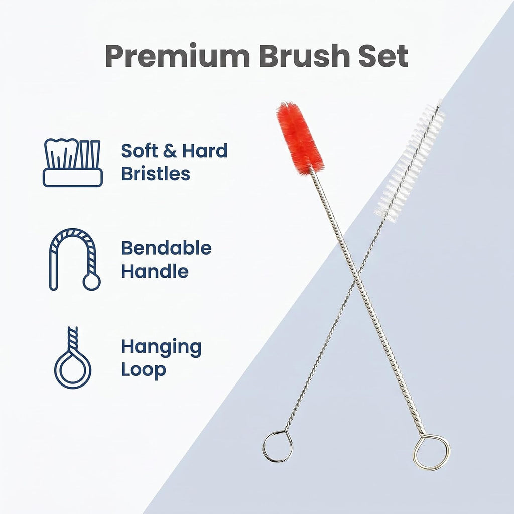 Straw cleaner brush, reusable metal handles straw cleaner brush extra long for mug 40, 30, 20 oz, 10mm wide for sippy cup, water bottle and tubes - view 2