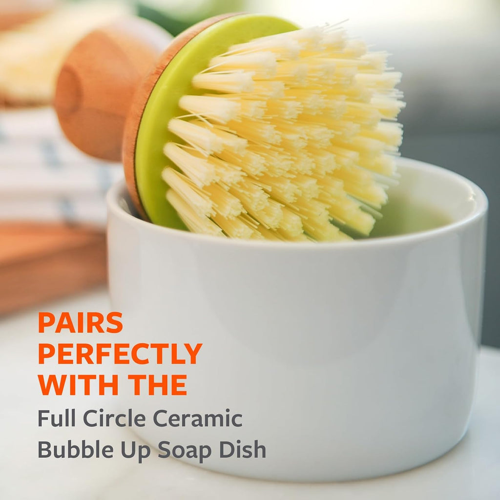 Bubbly palm brush, dish scrub brush for nonstick, green | Family-safe & formaldehyde-free, with an ergonomic handle for effortless cast iron, nonstick & sink cleanup - view 5