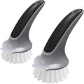 Pot and Pan Cleaning Brush, Dish Brush for Kitchen, Gray, Pack of 2 | Dish brush with non slip handle and built in scraper
