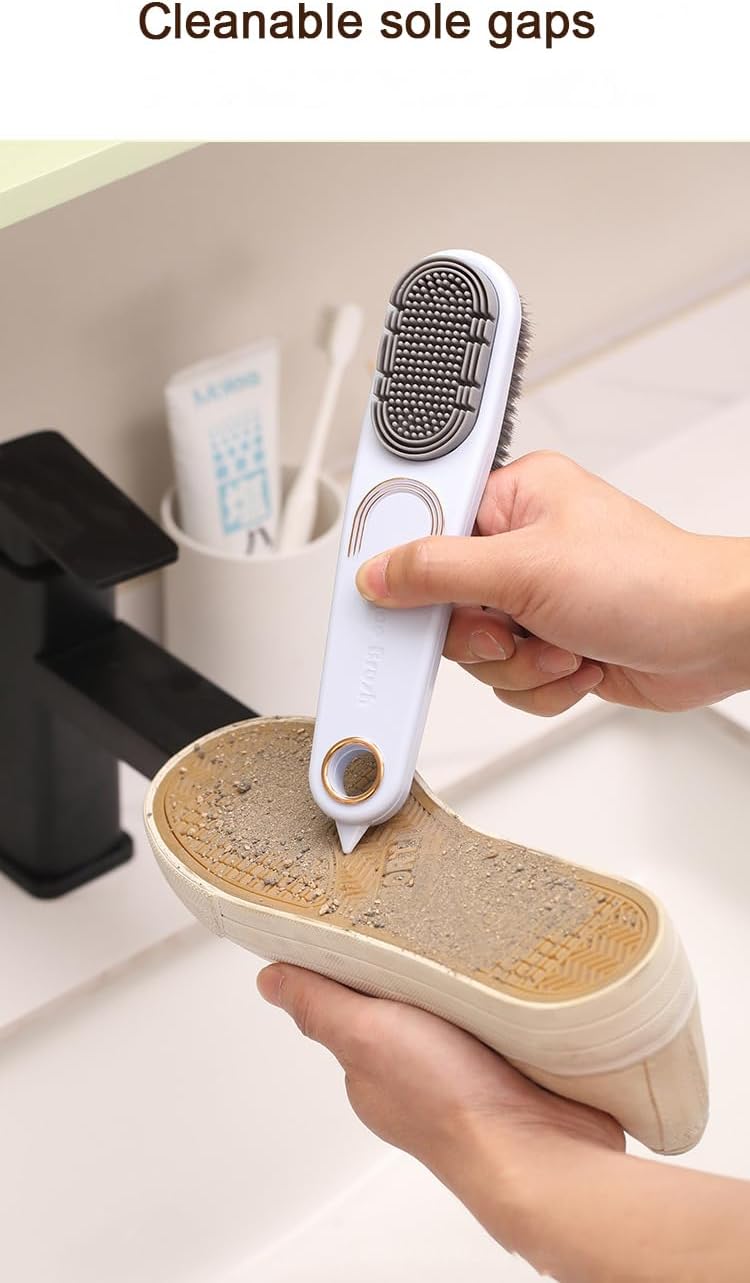Double-Sided Shoe Brush, Long Handle for Sneakers & Suede | Soft-firm, non-shedding bristles. Ergonomic grip, tail removes sole stones， For sneakers, canvas, suede, nubuck - view 4