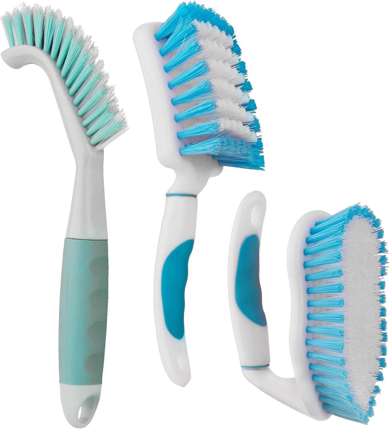 3 Pack Scrub Brush Set, Heavy-Duty Scrub Brushes for Cleaning Bathroom | Stiff Bristles Grout Scrubbing Brush with Handle, Cleaning Brushes for Shower, Bathtub, Kitchen, Floor, Tub, Tile, Sink