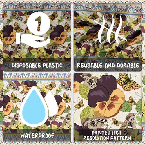 Bird Floral Tablecloths Waterproof Vintage Seasonal Table Cover for Party Summer Spring Picnic Dining Table Buffet Decorations 53" x 108" - view 3