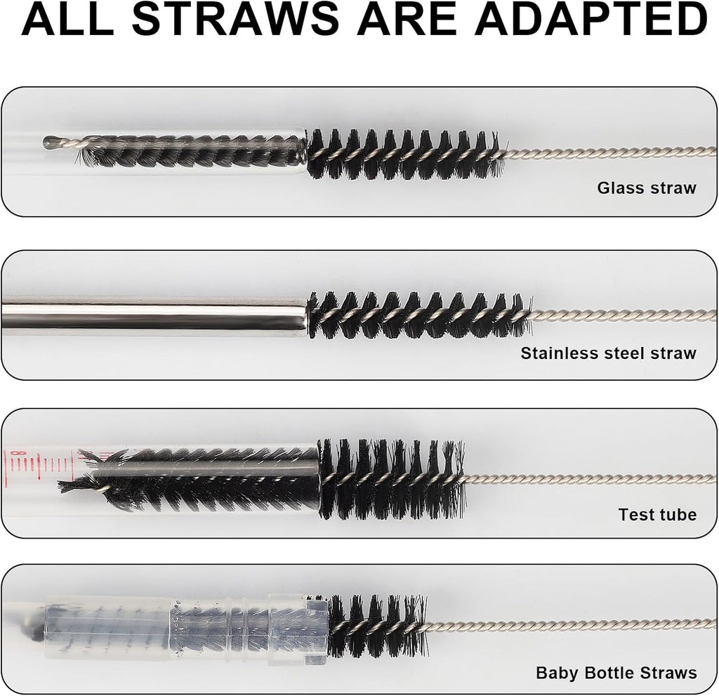 12 pcs straw cleaner brushes set, 8.2 inch nylon cleaning brush, black tube cleaner brushes for tumbler, sippy cup, water bottles, hummingbird feeders, pipes, sink drain & pet waterers - view 7