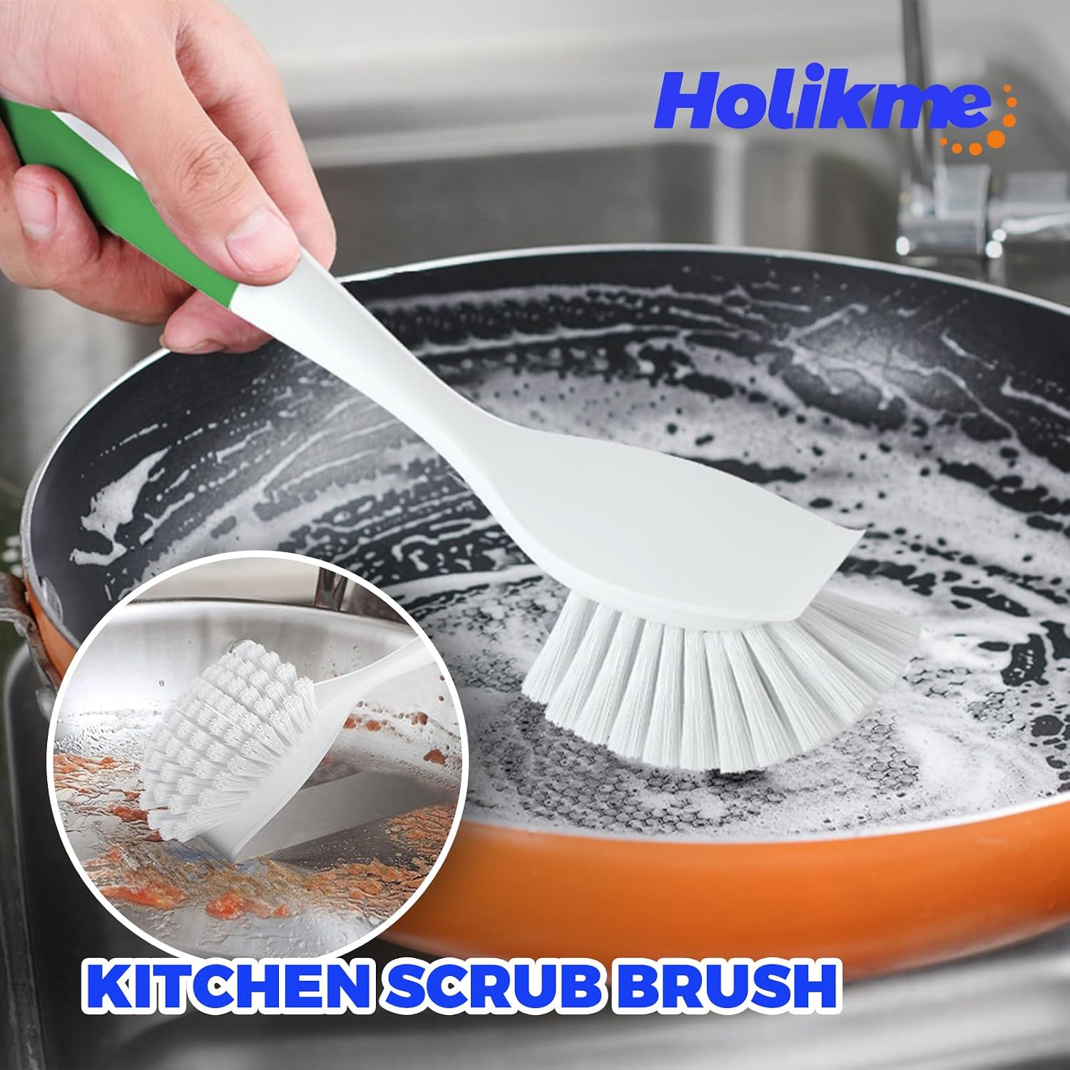 Dish Brush Cleaning Brush Set for Cleaning Groove Gap,Green | Dish Brush Set Cleaning Brush Set, Scouring Pad for Cleaning, Groove Gap Brushes for Pot, Pan, Abrasive Wheel Brushes - view 2