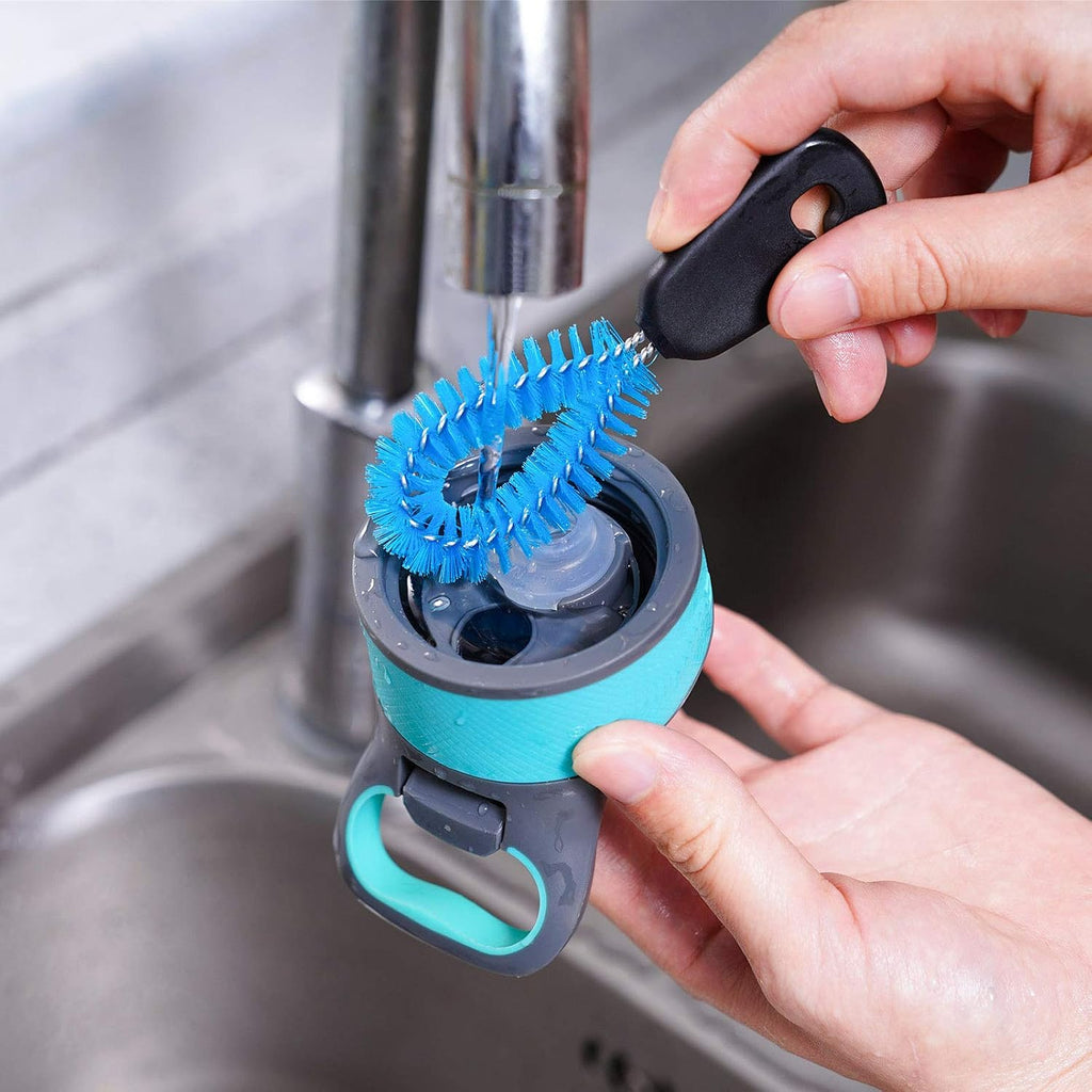 3-in-1 water bottle brush and straw cleaning set, round head | Non-slip, stainless steel, long handle with replaceable head for water bottles, glasswares, mugs, flasks, tumblers, vases - view 8