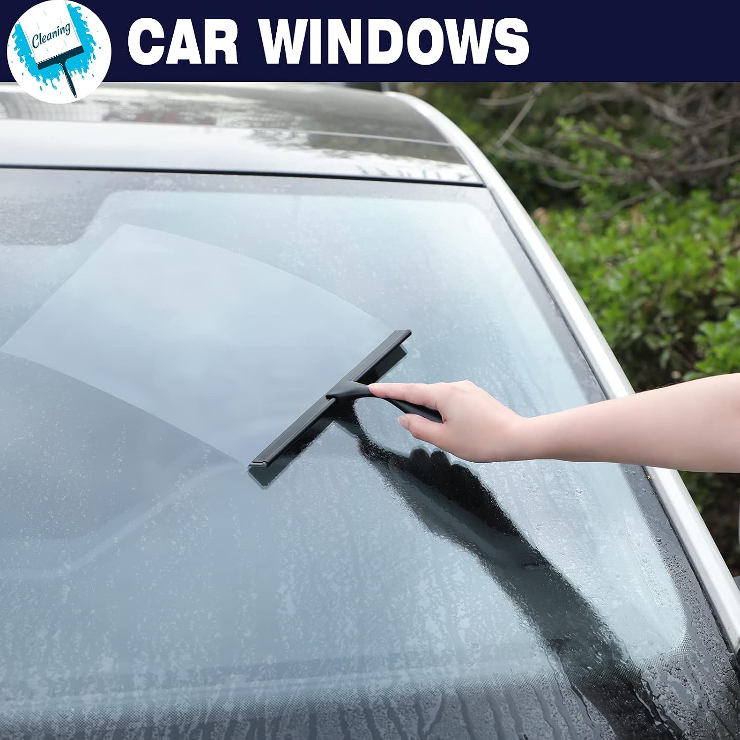 Shower squeegee, 10-inch matte black squeegee, all-purpose stainless steel squeegee for bathroom, shower doors, mirrors, tiles and car windows - 100% streak free - view 6