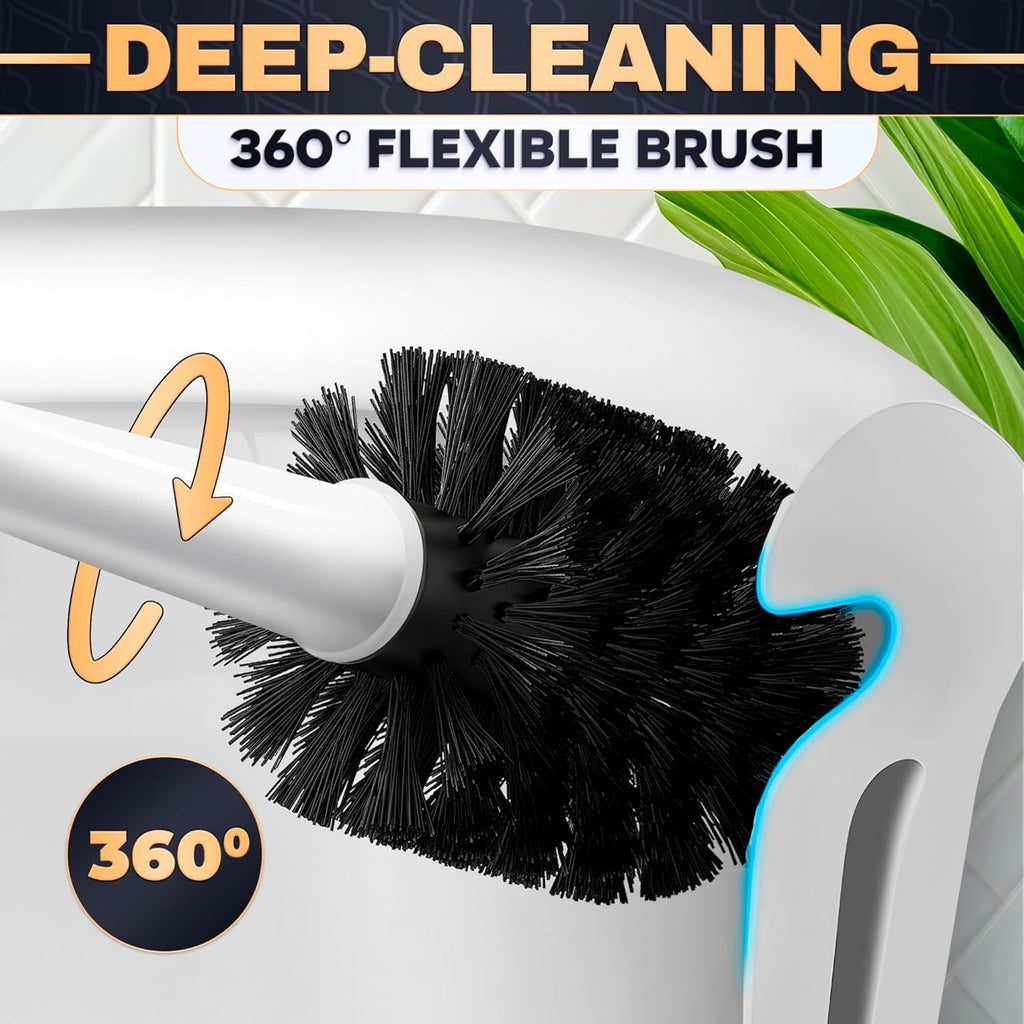 15.2" toilet brush and plunger set with holder, nylon bristles, white | Toilet bowl brush, holder and plunger, easy to place and simple to store after use, compact accessory for small spaces - view 7