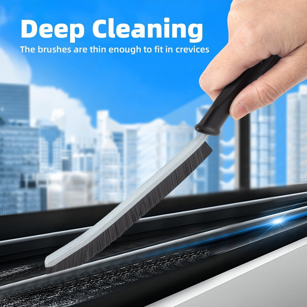 3Pcs Hard Bristle Crevice Cleaning Brush-Thin Grout Scrub Brush | House Cleaning Supplies, Dead Corners Brush, Gap Cleaning Tools for Toilet, Tile, Bathroom, Sink, Window, Kitchen (3, Black) - view 2