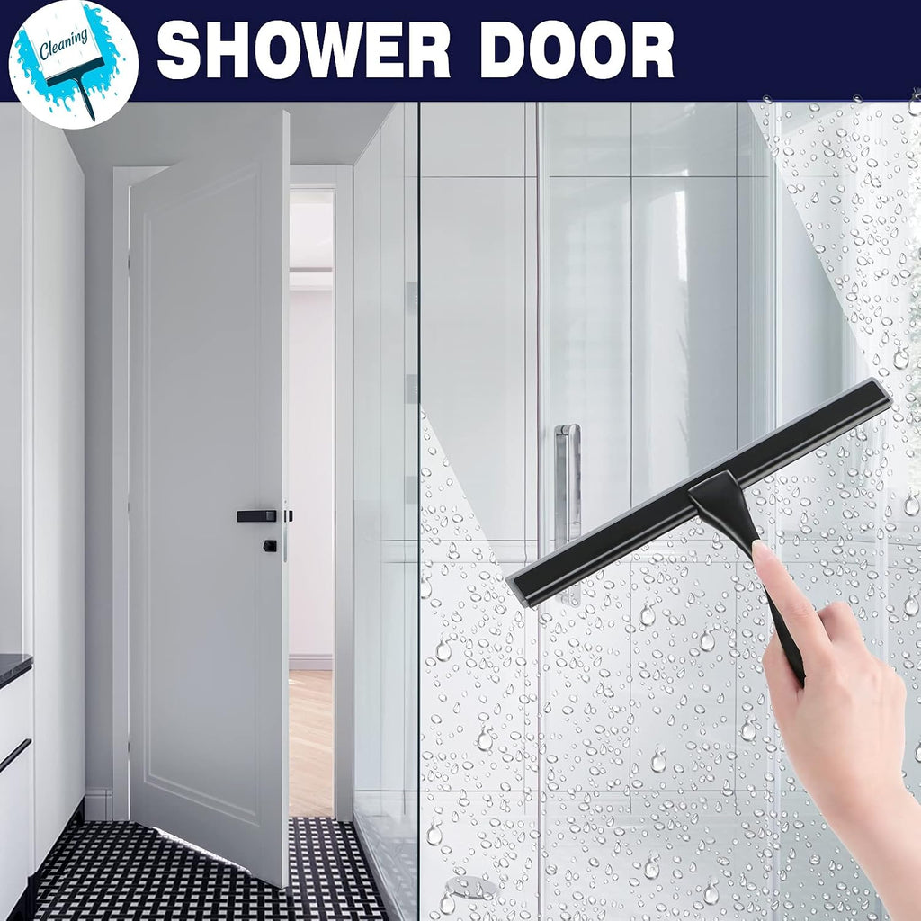 Shower squeegee, 10-inch matte black squeegee, all-purpose stainless steel squeegee for bathroom, shower doors, mirrors, tiles and car windows - 100% streak free - view 4