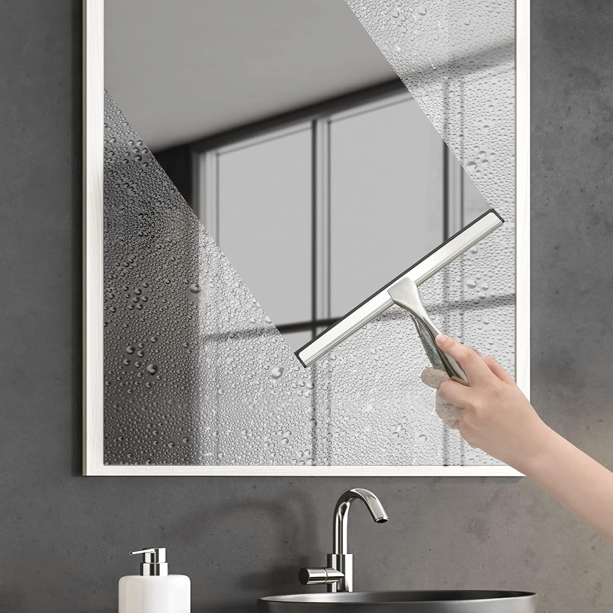 All-Purpose Shower Squeegee for Shower Doors, Bathroom, Window and Car Glass - Stainless Steel, 10 Inches - view 4