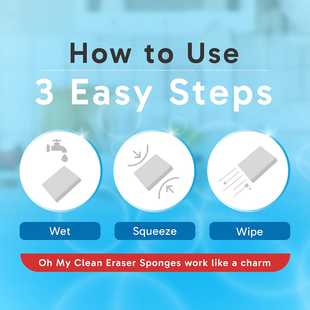 (100 Pack) Extra Large Eraser Sponge – Extra Thick, Long Lasting Magic Melamine Cleaning Sponges in Bulk – White Foam Pads for Walls, Kitchen, Bathroom, Floor & Baseboard Cleaner - view 7