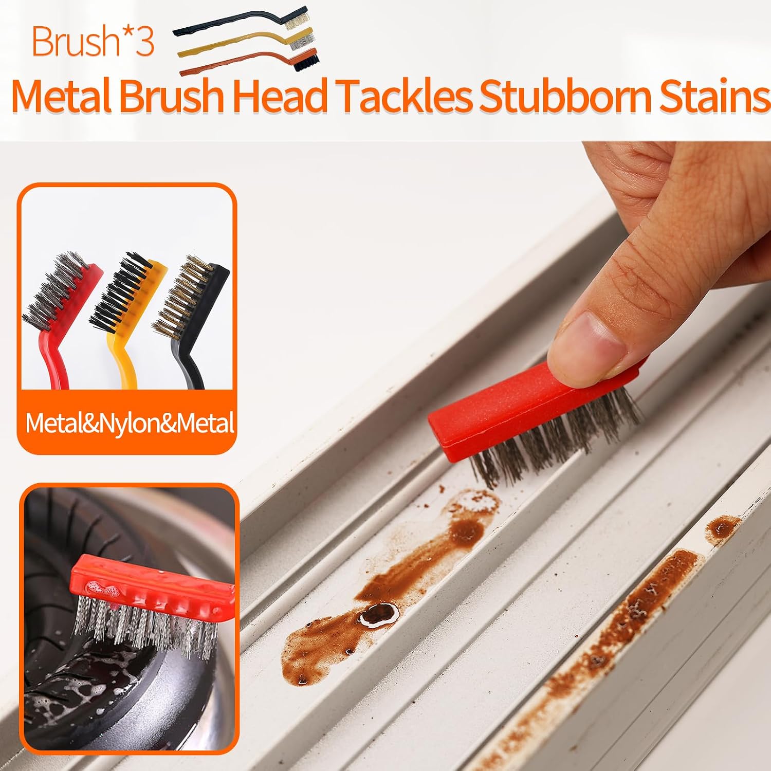 Window Sill Cleaner Tool - 14 Pcs Magic Door Window Track Cleaning Tool Kit | Sliding Door Track Cleaner Groove Crevice Cleaning Brush for Door/Sill/Corners/Sinks/Shutter/Tile/Blinds - view 7