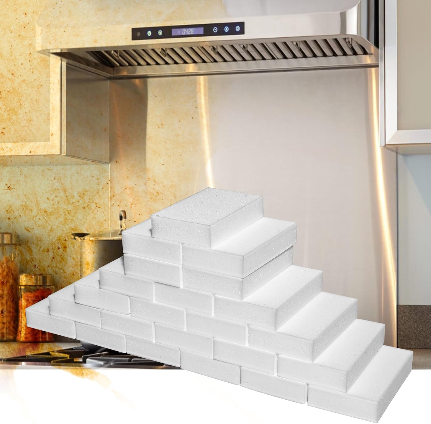 2X Density Magic Sponge Eraser,Multi-Functional Household Cleaning Kitchen Dish Sponge for Furniture,Extra Thick and Long Lasting Melamine Cleaning Sponges for Bathroom, Baseboard, Wall Cleaner (20) - view 6
