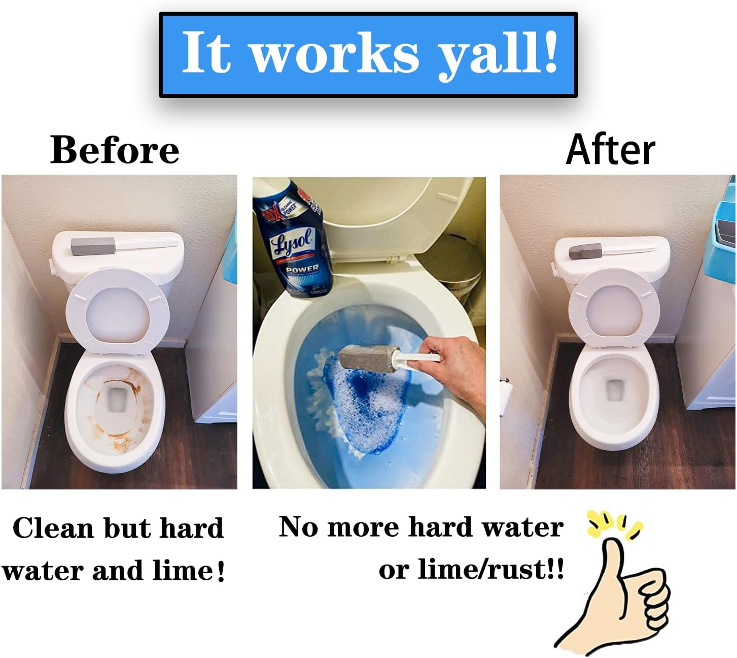 2 Pack pumice stone for toilet cleaning, extra long handle for removing bowl ring, pool, bathroom, toilet brush - view 5