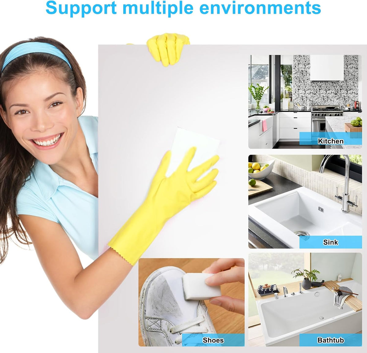 2X Density Magic Sponge Eraser,Multi-Functional Household Cleaning Kitchen Dish Sponge for Furniture,Extra Thick and Long Lasting Melamine Cleaning Sponges for Bathroom, Baseboard, Wall Cleaner (20) - view 4