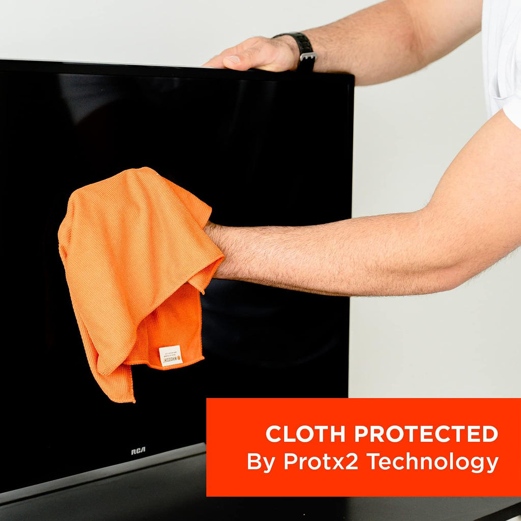 ! Microfiber Glasses & Screen Cleaning Cloth, 3 Pack, 14x14, Orange | Machine Washable, Suitable for Electronics – TV, Car, Computer, Laptop, Monitor & Eyeglasses, Prevents Scratches, Lint Free - view 5