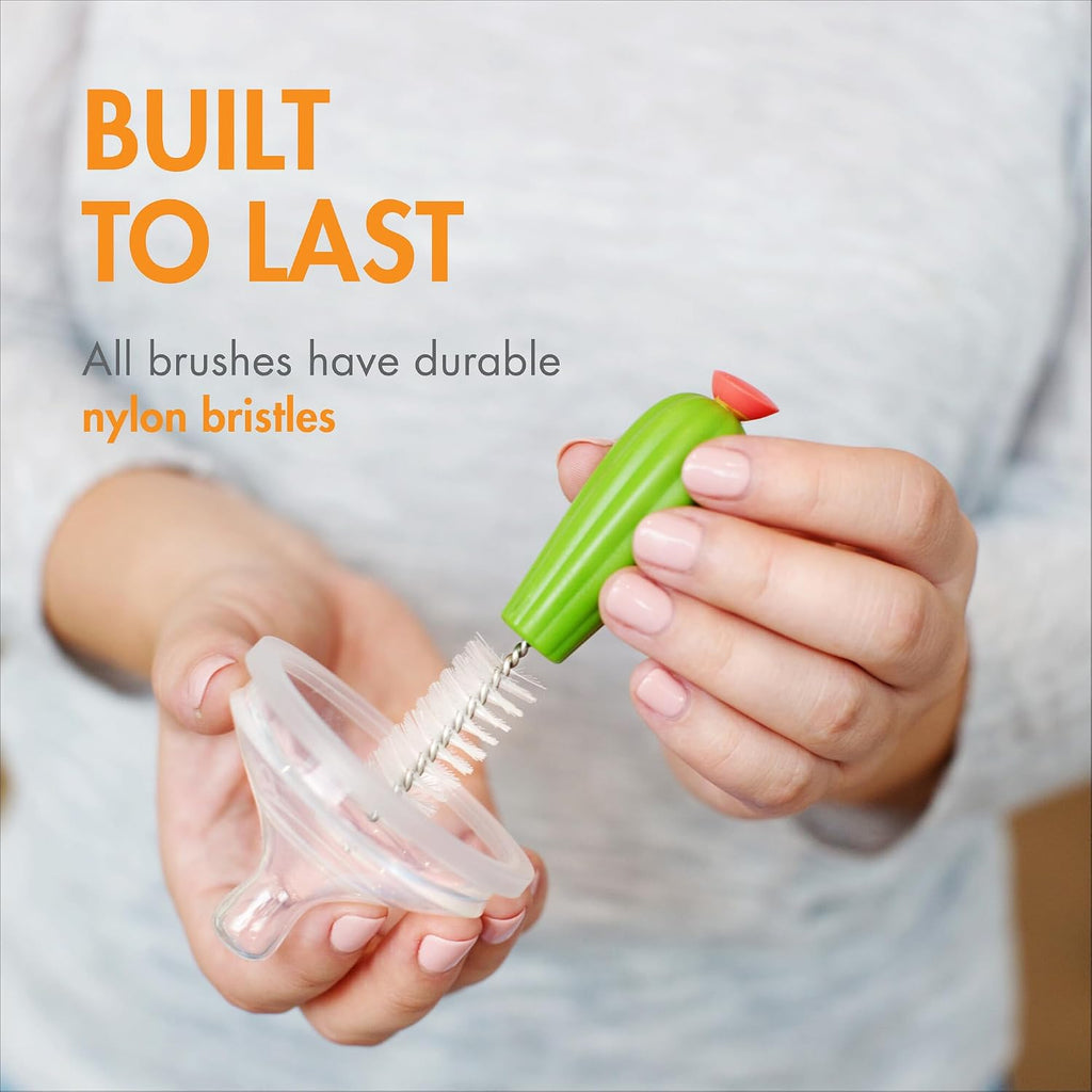 Cacti Bottle Cleaning Brush Set - Includes Bottle Brush, Nipple Brush, Detail Brush, and Straw Brush - Baby Bottle Brush Set for Bottle Drying Rack - Baby Essentials - 4 Count - view 4