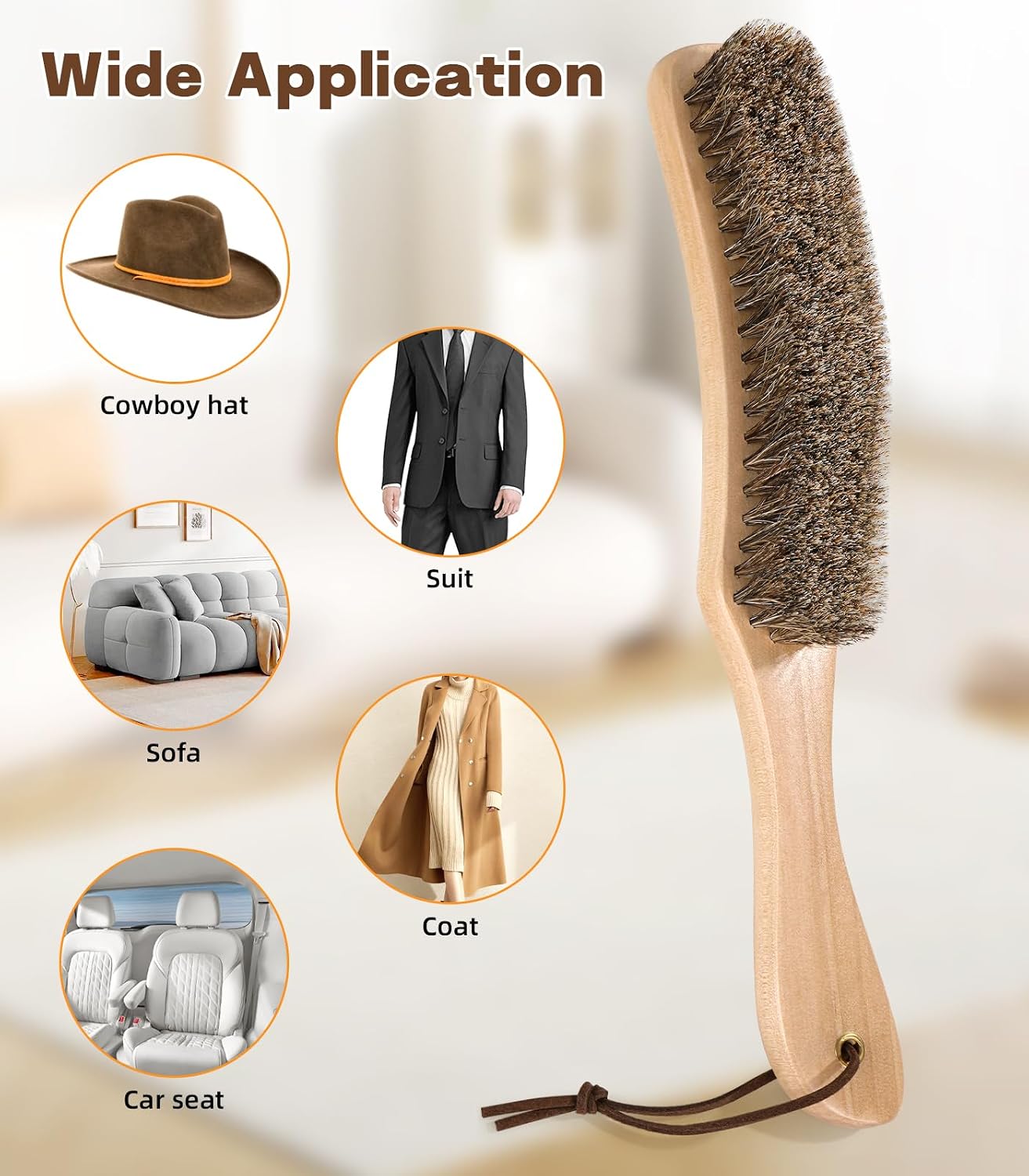 Cowboy Hat Brush Horsehair Cleaning Brush for Felt Hats Wool Suede Clothes | 100% Horsehair, Removes Dust, Lint, Pet Hair for Coats Suits Shoes Furniture Brim Edges Seams, with Wood Handle, Storage Bag - view 5