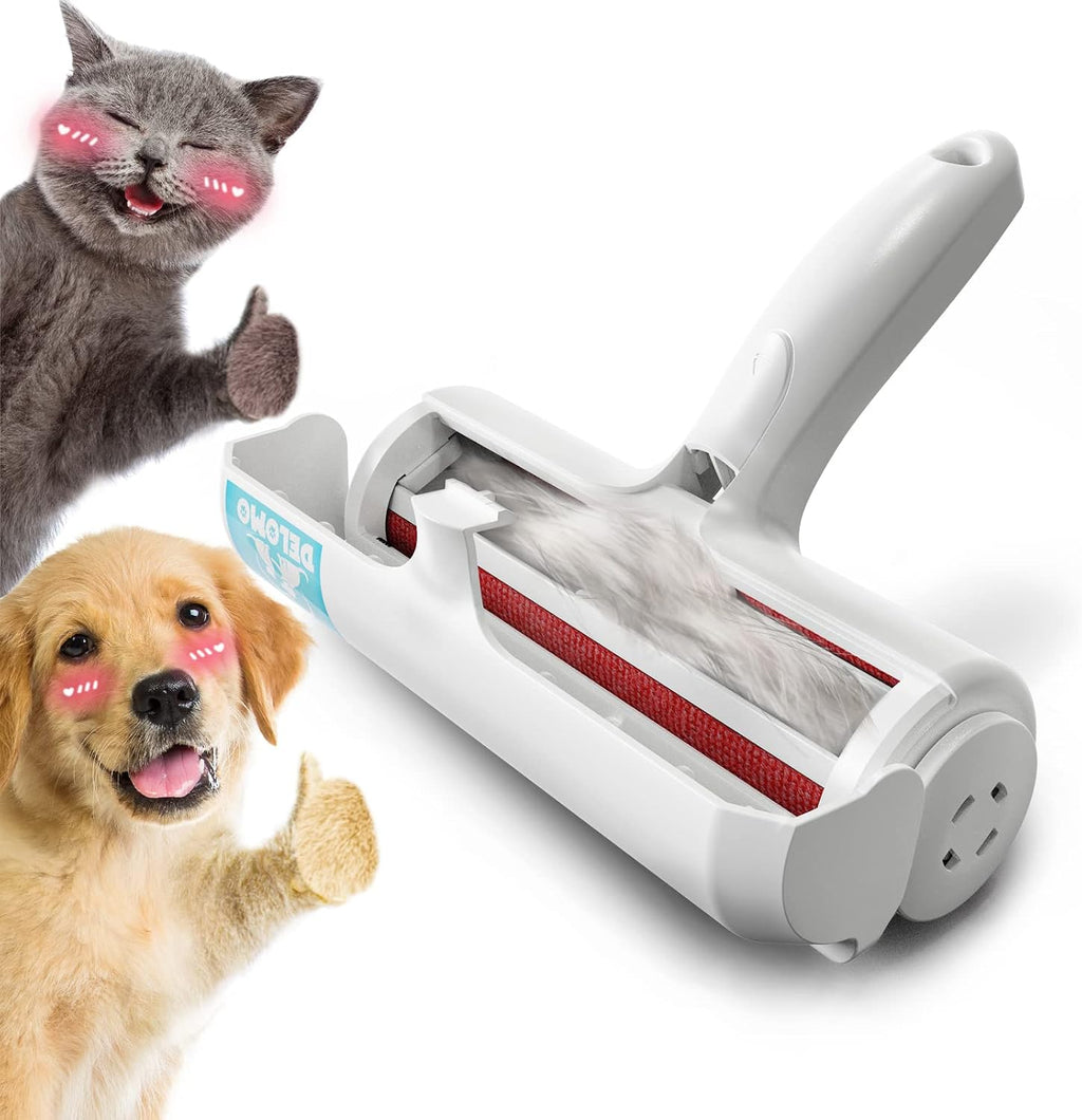 Pet hair remover roller, reusable lint roller for dog and cat hair, portable pet hair roller with large fur bin, fast cleaning for couches, bedding, rugs, car seats and furniture, no batteries