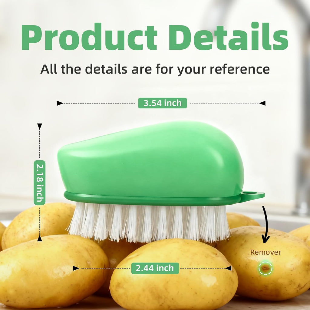 Vegetable Brush, Black Stiff Bristles Brush & White Soft Bristles | Dishwasher Safe Ear-Hanging Veggie & Fruit Cleaning Brush for Potato, Mushroom, Carrot, Lemon, Egg - view 2