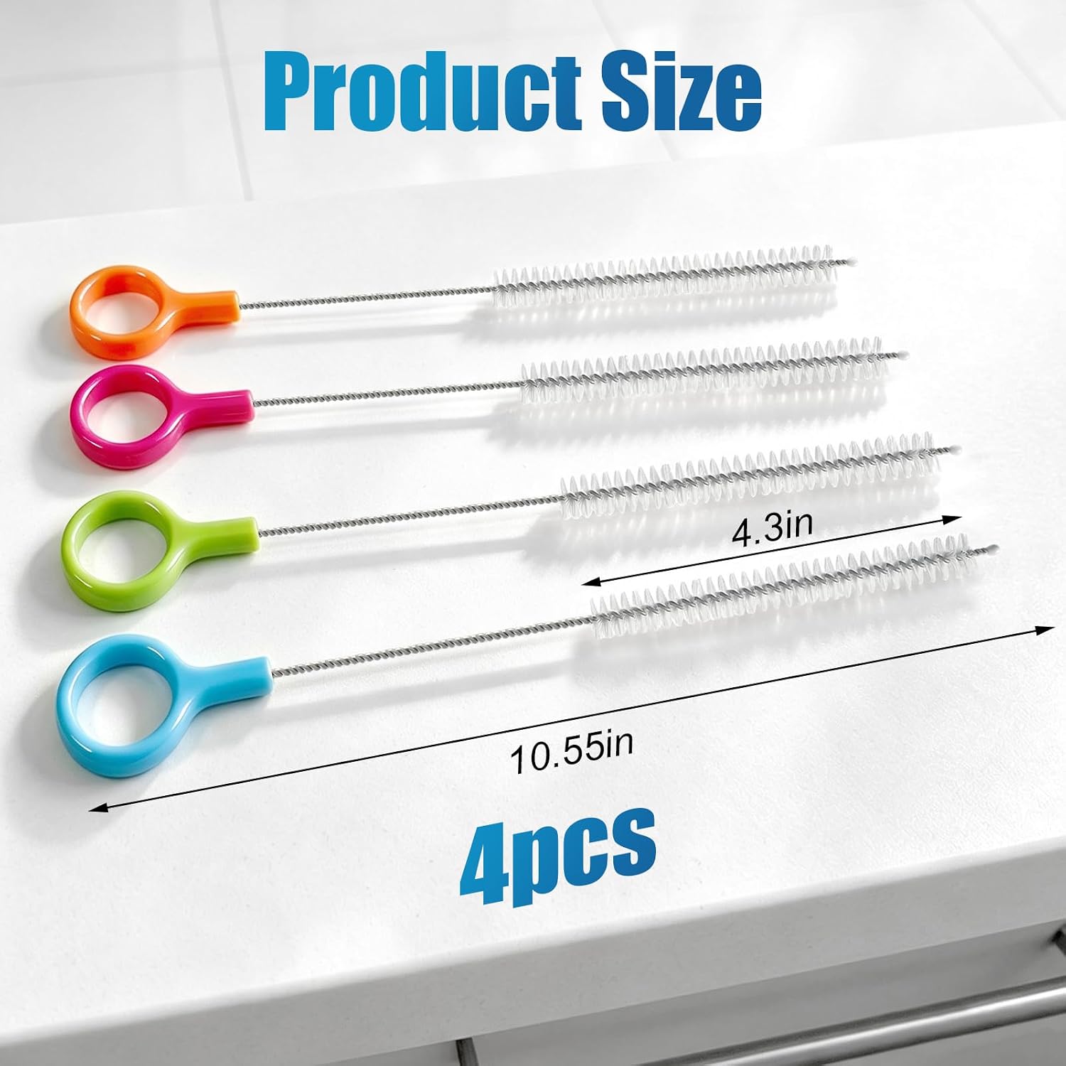 Straw Cleaner Brushes with Color Hanging Loop Used in Multiple Scenarios | Color-Coded for Better Organization, Easy to Find in Drawer, Multi-Purpose Cleaning, Dishwasher Safe, Durable Bristle - view 2