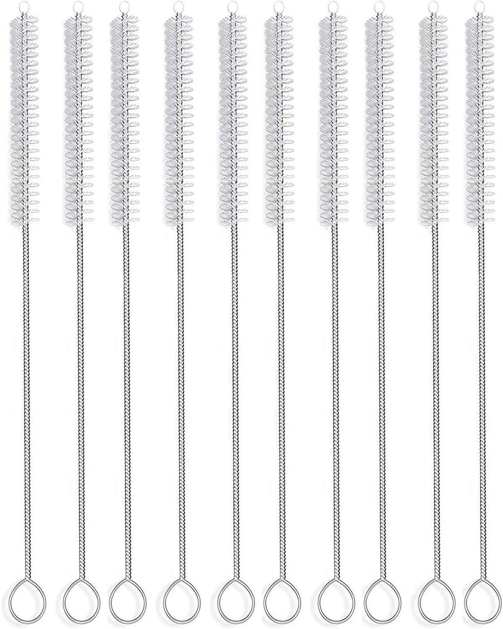 12 inch extra long straw brush cleaner (10 pack), flexible nylon tube cleaning brushes with 0.4 inch bristle head, rust-proof stainless steel wire for reusable tumbler straws, pet fountains & pipes