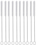 Long straw brush cleaner (10 pack), flexible nylon tube cleaning brushes with 0.4" bristles, rust-proof stainless steel wire washer for reusable tumblers, sports bottles & pipes (10 inch)