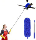 Extra-Long Dusters with Extension Pole 100-inch for Cleaning,Blue | Bendable Microfiber Head,Washable, Ceiling Fan Cleaner Duster, for Corner, High Ceilings and Furniture