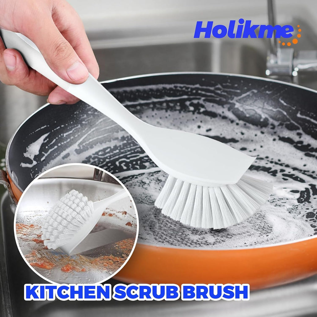 Dish Brush Cleaning Brush Set for Cleaning Groove Gap,White | Dish Brush Set Cleaning Brush Set, Scouring Pad for Cleaning, Groove Gap Brushes for Pot, Pan, Abrasive Wheel Brushes - view 2