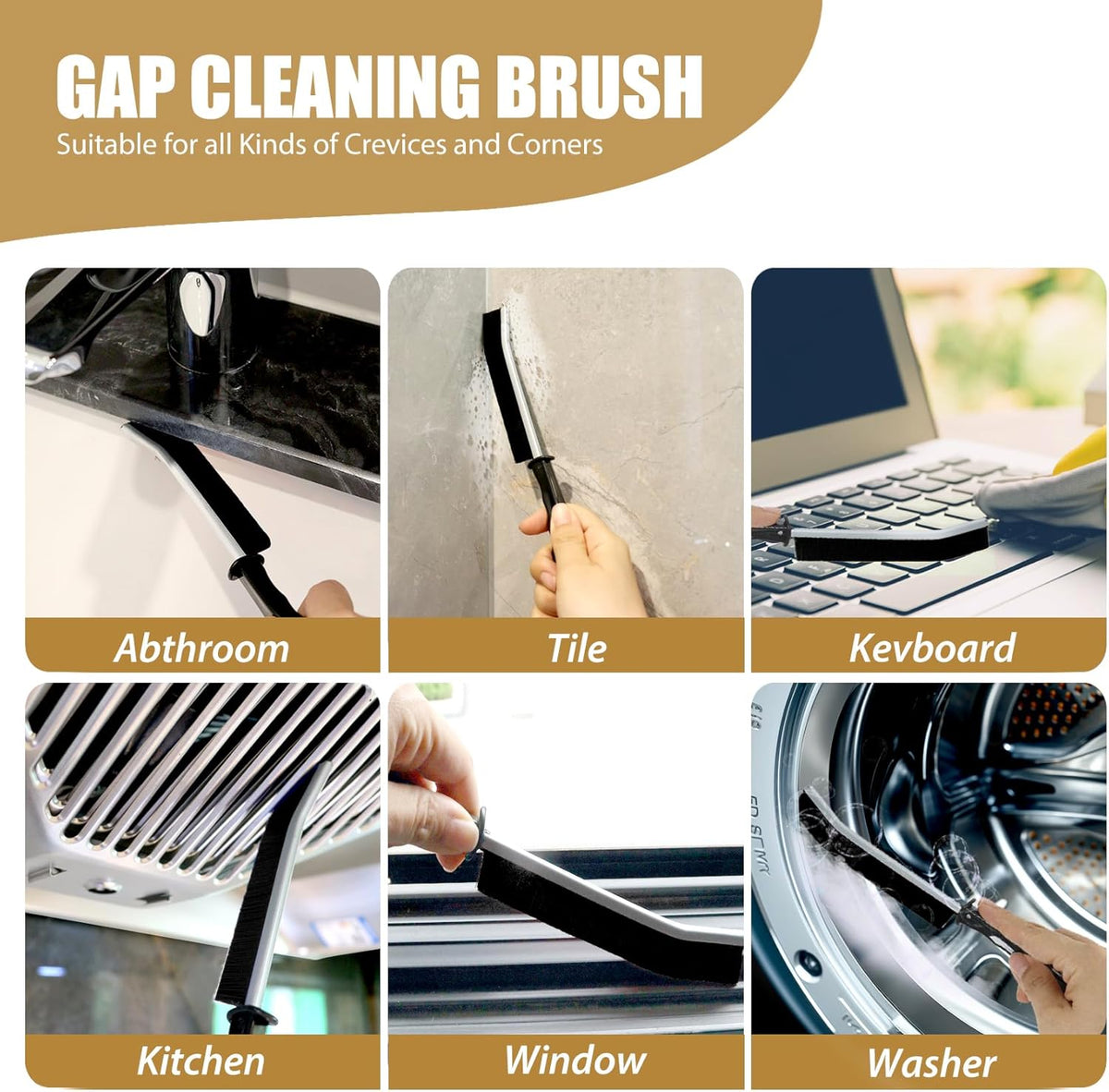 8pcs crevice cleaning brushes for household use, grout cleaner brush, hard bristle gap cleaning tool, suitable for kitchen, bathroom and other areas usually difficult to reach - view 2