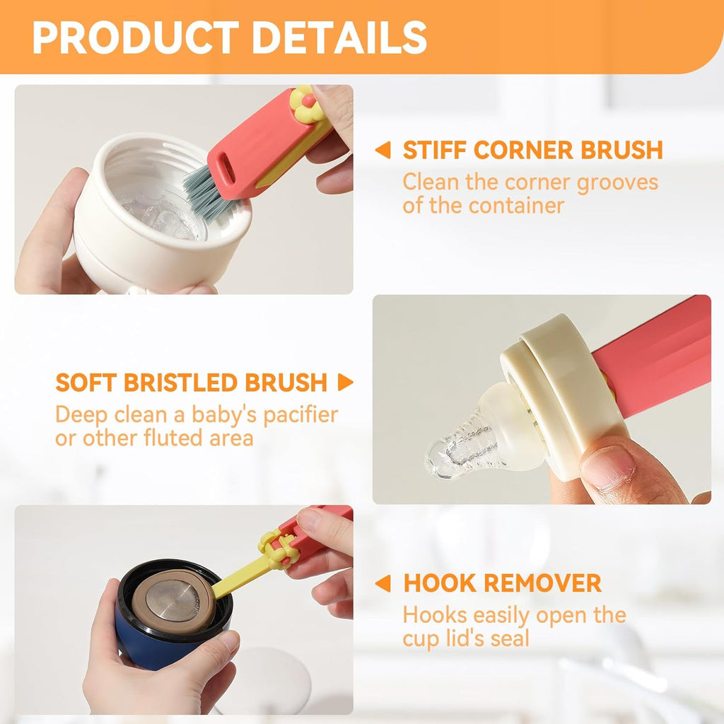3 in 1 cup lid gap cleaning brush set, multifunctional bottle cleaning brush, cup lid gap cleaner, home kitchen crevice brush tools, multicolor - view 4