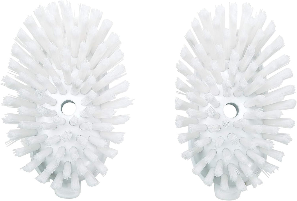Soap dispensing dish brush refills, 2 pack, white, nylon bristles