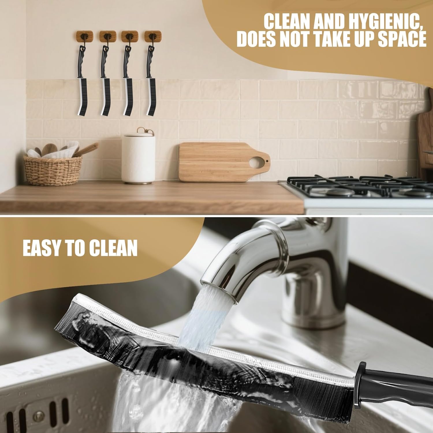 8pcs crevice cleaning brushes for household use, grout cleaner brush, hard bristle gap cleaning tool, suitable for kitchen, bathroom and other areas usually difficult to reach - view 5