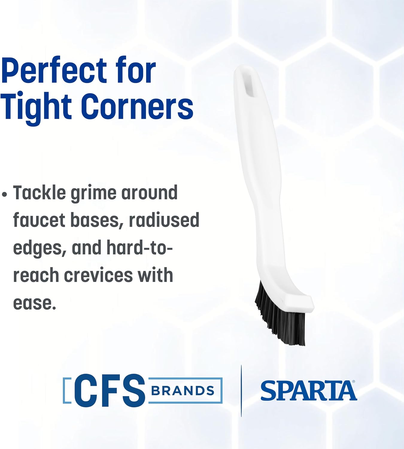 Grout Brush with Stiff Nylon Bristles, 8 Inch, White | Flo-Pac, Stiff Crimped Nylon Bristles, 2.75-Inch Brush Section, Narrow Crevices, BPA Free - view 8