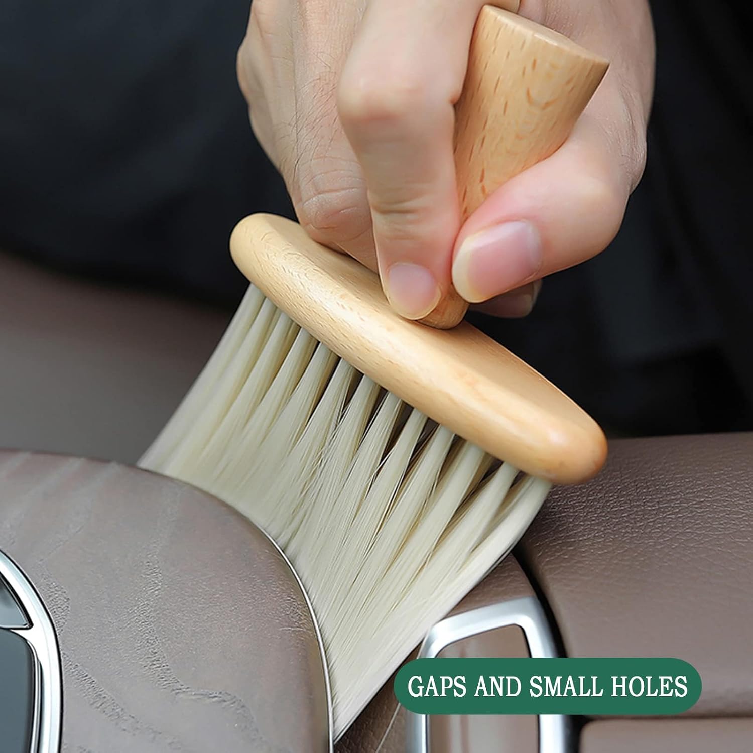 High Density Ultra Soft Detail Brush Kit - Automotive Interior Cleaning Tool with Soft Hair, Wooden Handle, Deep Cleaning for Keyboards, Laptop, Sofa and Dusting (B-1PC) - view 7