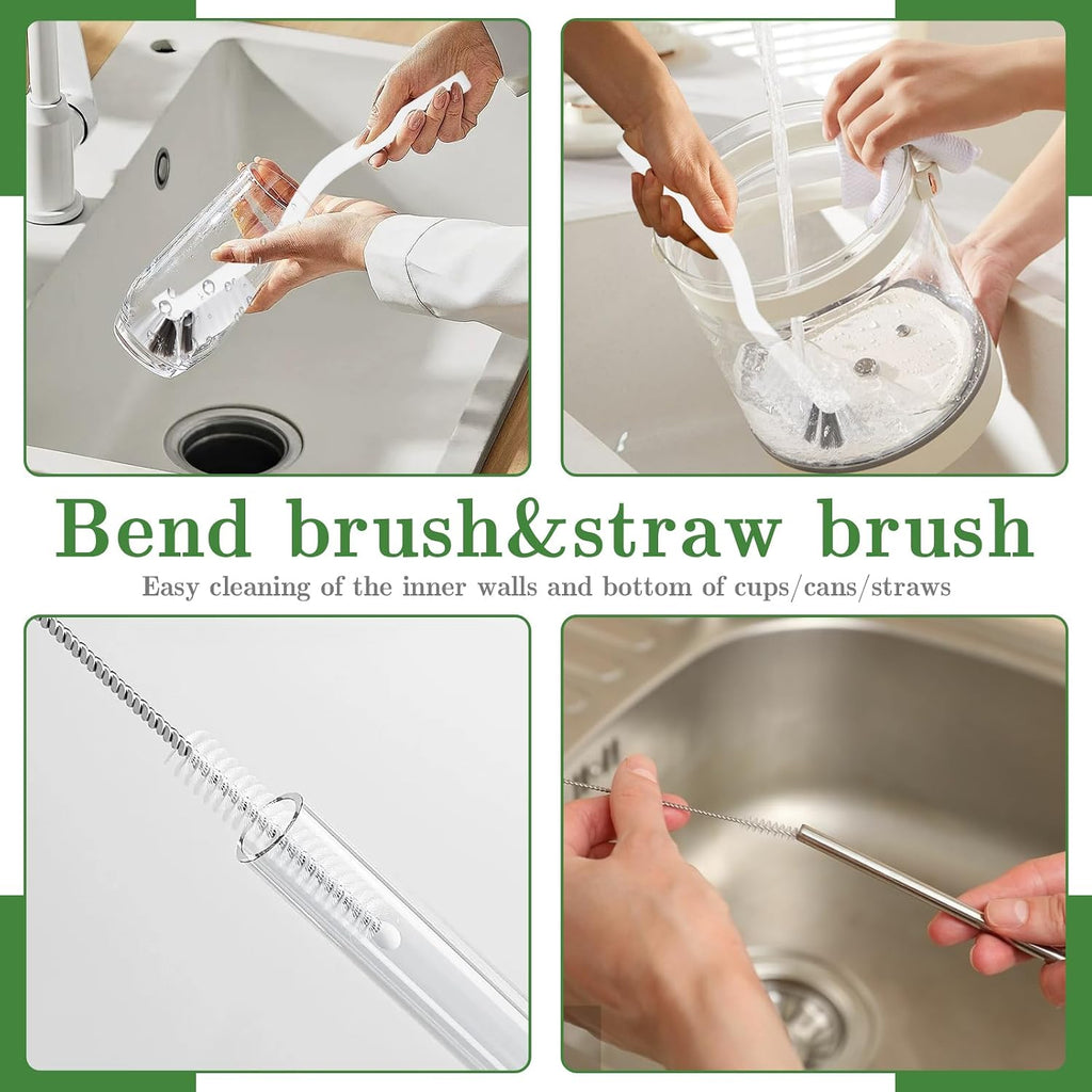 Crevice Cleaning Brush, Multifunctional Grout Brush and Straw Brush, 15 Pcs | Hard Bristle Scrub Brushes Tools; Non-Slip Handle; Hanging Hole; Multi-use for Cleaning Bathroom, Kitchen and Corners - view 2