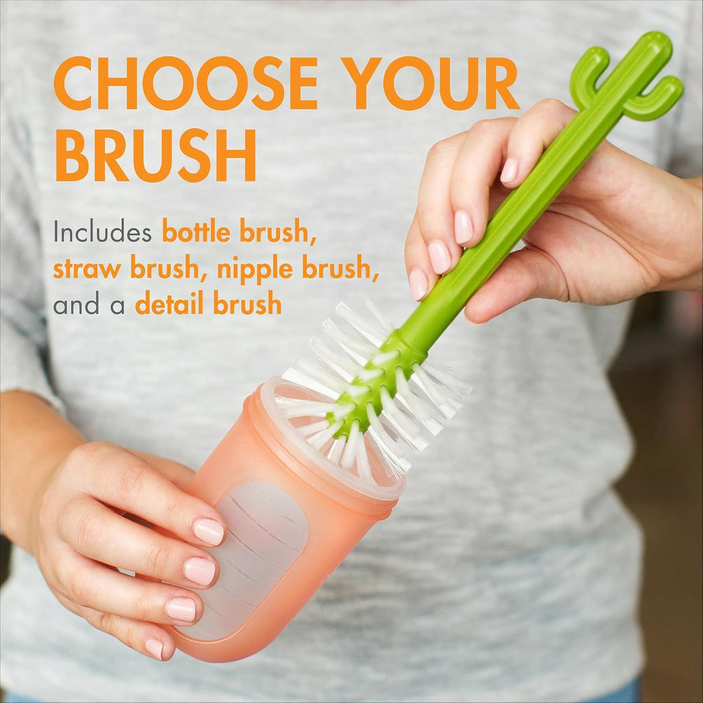 Cacti Bottle Cleaning Brush Set - Includes Bottle Brush, Nipple Brush, Detail Brush, and Straw Brush - Baby Bottle Brush Set for Bottle Drying Rack - Baby Essentials - 4 Count - view 3