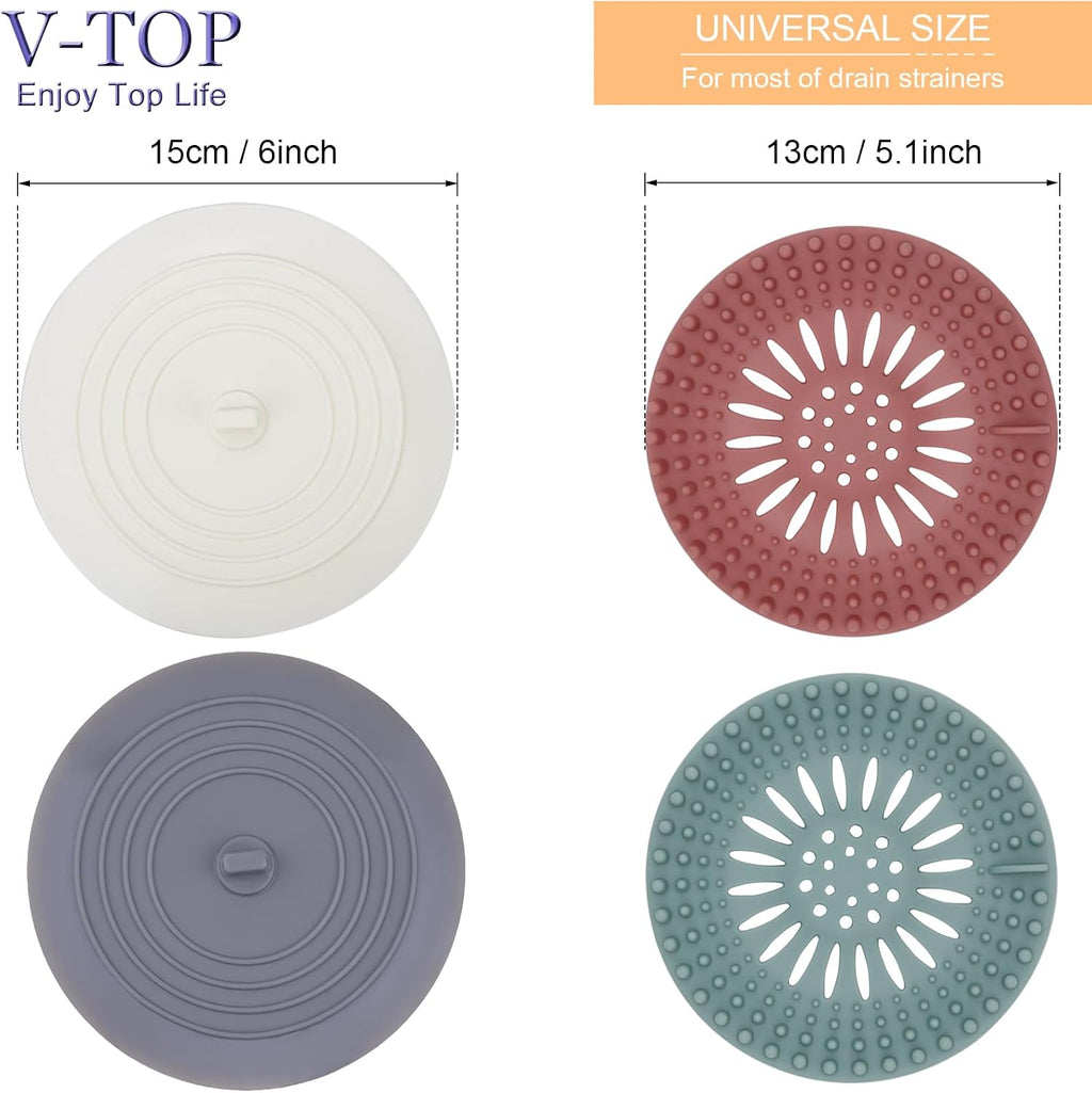 Shower drain hair catcher tub stopper, drain cover for shower to catcher hair, silicone bathtub drain plug suit for bathroom kitchen and laundry, 4 pack - view 2