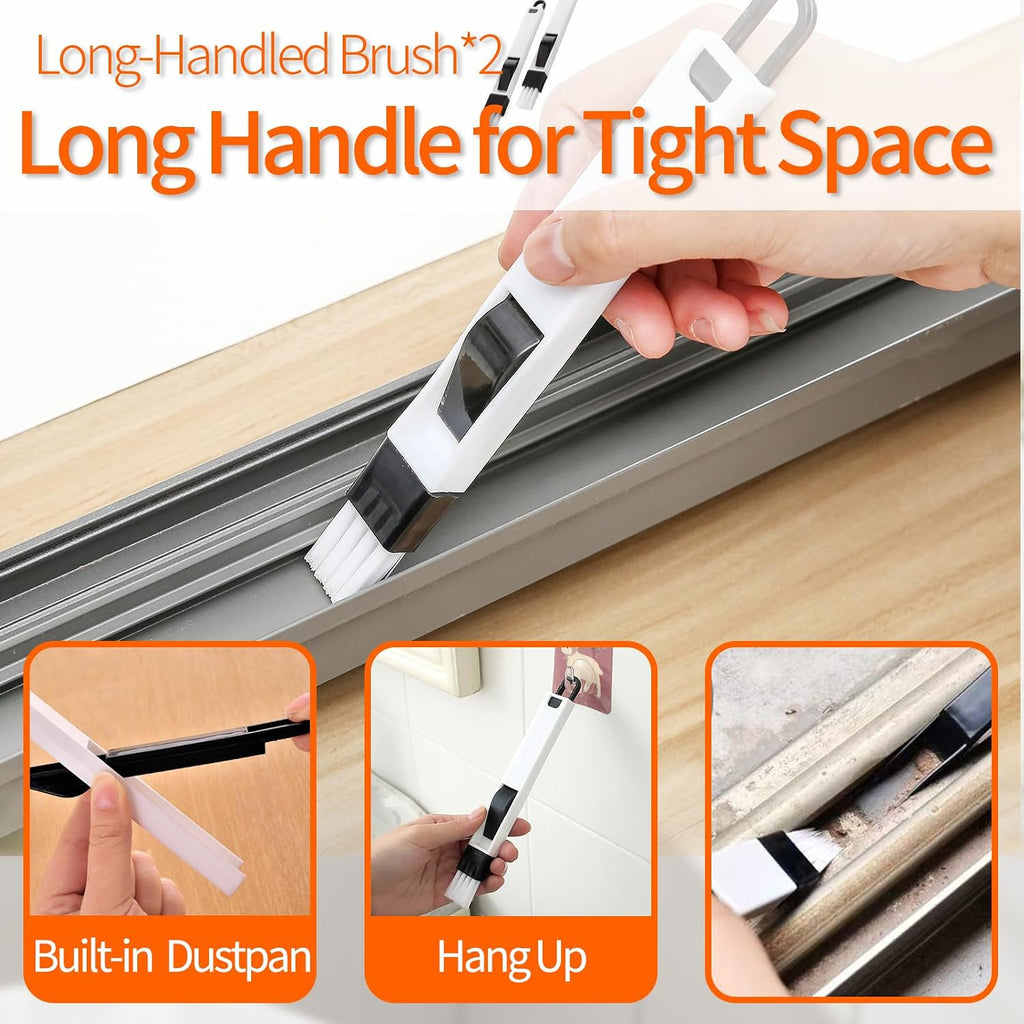 Window Sill Cleaner Tool - 14 Pcs Magic Door Window Track Cleaning Tool Kit | Sliding Door Track Cleaner Groove Crevice Cleaning Brush for Door/Sill/Corners/Sinks/Shutter/Tile/Blinds - view 5