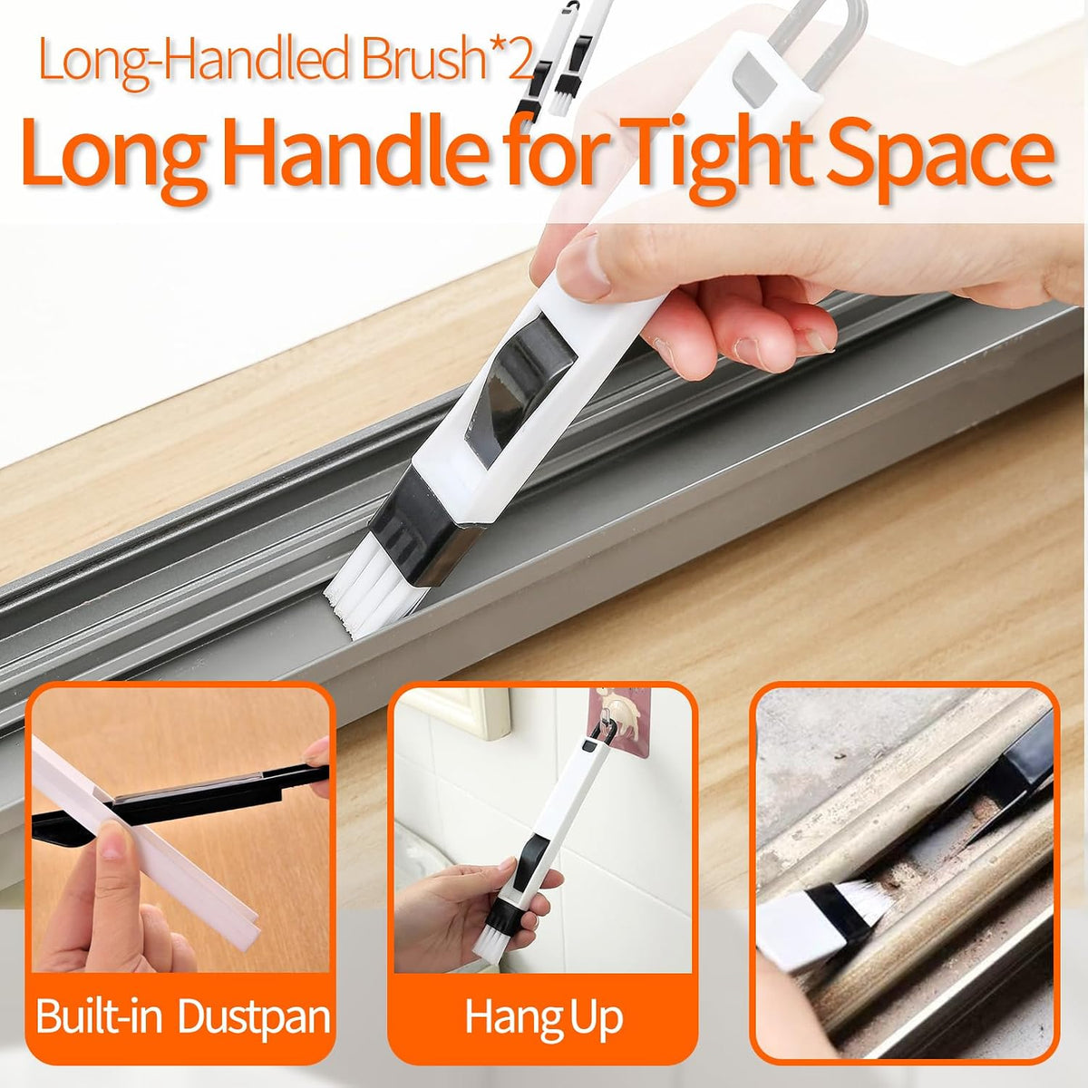 Window Sill Cleaner Tool - 14 Pcs Magic Door Window Track Cleaning Tool Kit | Sliding Door Track Cleaner Groove Crevice Cleaning Brush for Door/Sill/Corners/Sinks/Shutter/Tile/Blinds - view 5