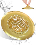 Kitchen sink drain strainer, patented reversible chain mesh basket, gold | Kitchen sink accessories, easy clean, fast drainage, 304 stainless steel rust-proof, 4.4" large capacity food catcher, anti-clog