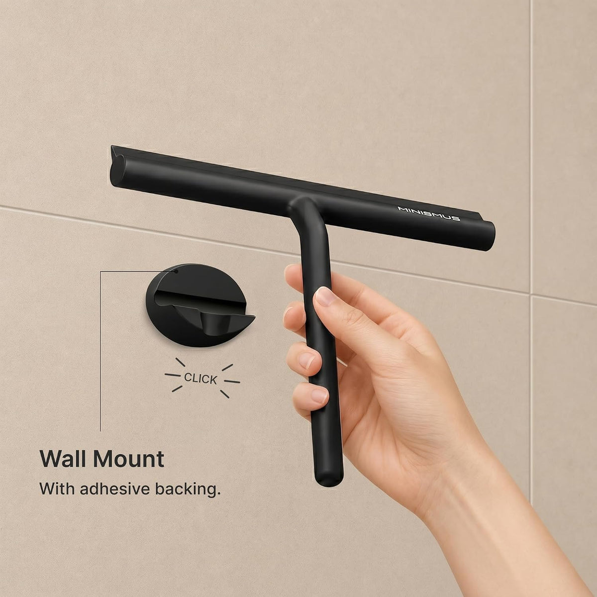 Shower Squeegee with Magnetic Hook - Silicone Window Wiper with Adhesive Wall Mounted Hanger - Shower Squeegee for Glass Doors - Rubber Squeegee - Shower Glass Cleaner (8.25 inches, Black) - view 5