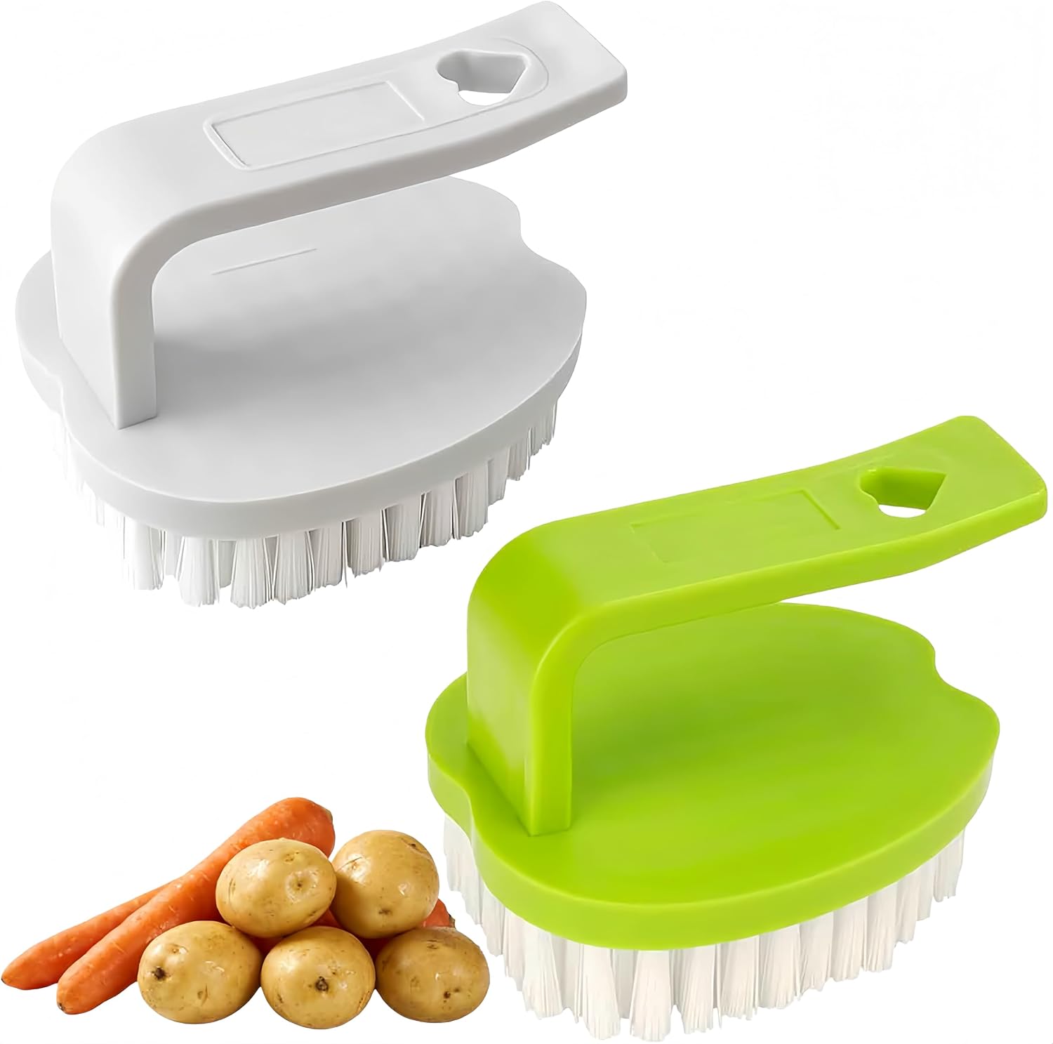 Vegetable Scrubber Brush -2 Pack Fruit and Vegetable Brushes Stiff Bristles | Vegetable Brush Scrubber for Food,Veggie Wash Brush,Vegetable Cleaner Brush for Fruits,Potatoes,Carrots & Firm Produce - view 2