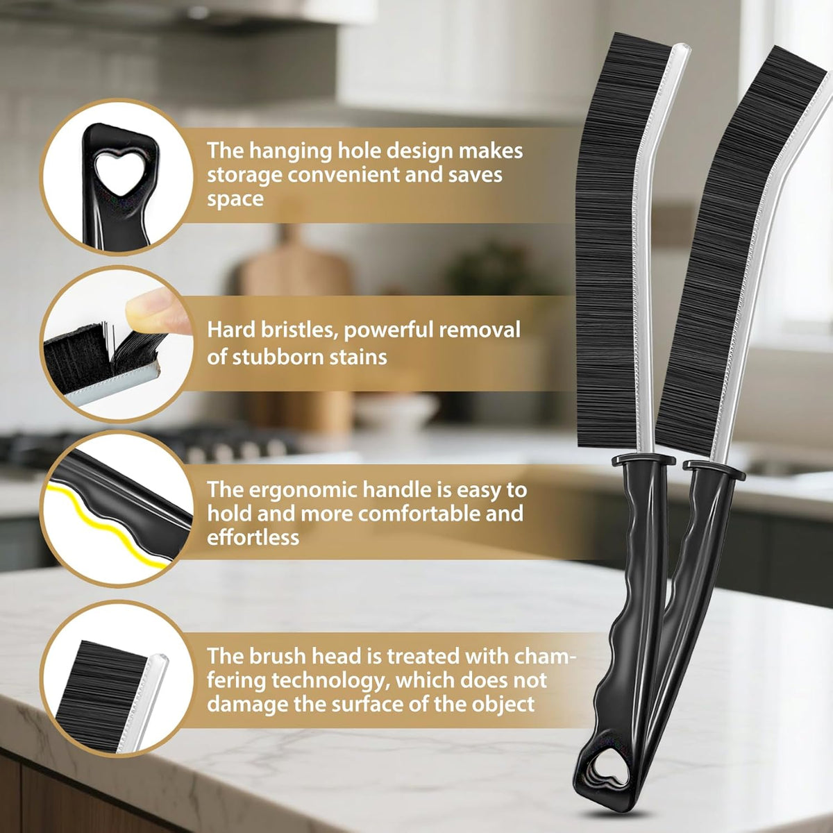 8pcs crevice cleaning brushes for household use, grout cleaner brush, hard bristle gap cleaning tool, suitable for kitchen, bathroom and other areas usually difficult to reach - view 4