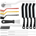 Crevice Cleaning Brush, Multifunctional Grout Brush and Straw Brush, 15 Pcs | Hard Bristle Scrub Brushes Tools; Non-Slip Handle; Hanging Hole; Multi-use for Cleaning Bathroom, Kitchen and Corners