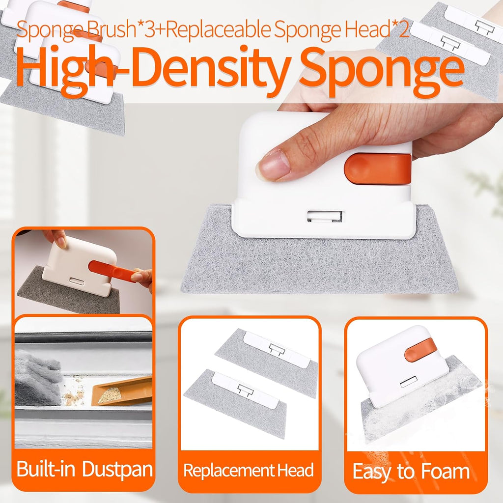 Window Sill Cleaner Tool - 14 Pcs Magic Door Window Track Cleaning Tool Kit | Sliding Door Track Cleaner Groove Crevice Cleaning Brush for Door/Sill/Corners/Sinks/Shutter/Tile/Blinds - view 3